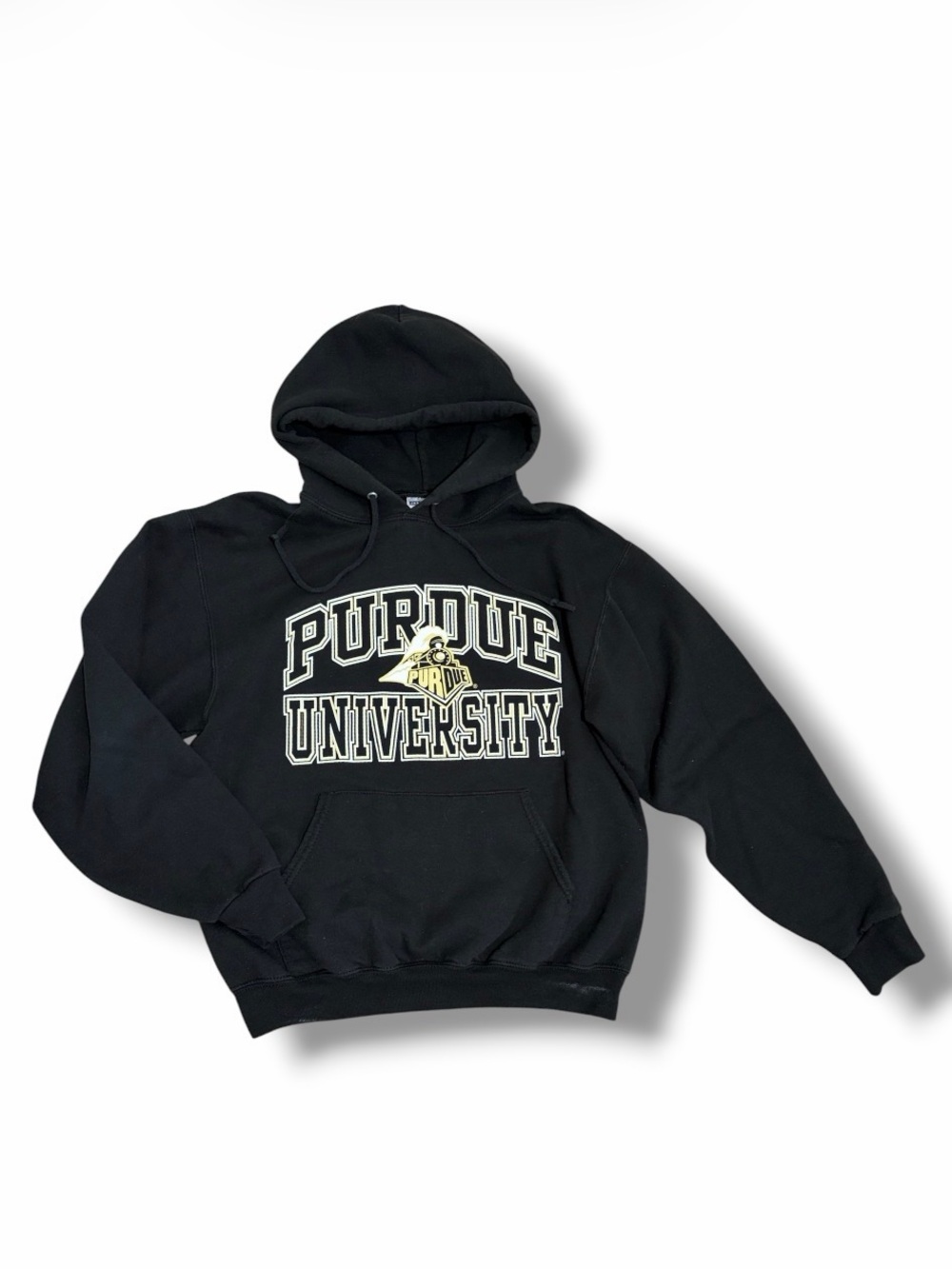 Jerzees Perdue University Hoodie Sweatshirt Black White Boilermaker Size M